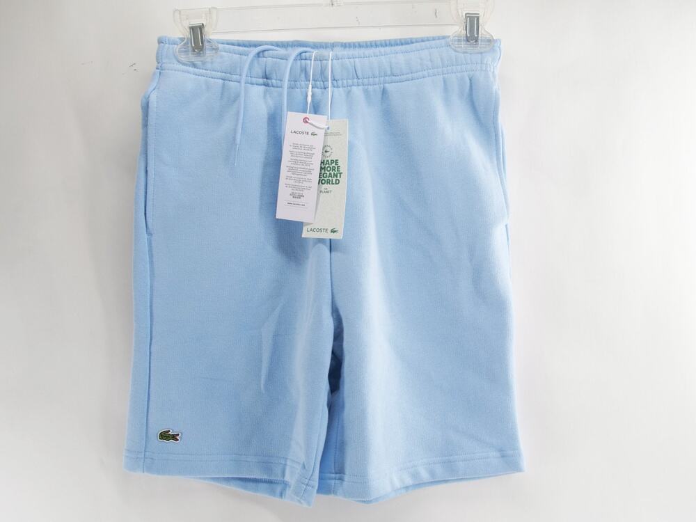 Lacoste NWT Boys Core Fleece Shorts Panorama Light Blue Size 12A M 947031-HBP
